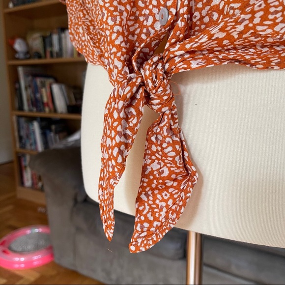 ✨NEW✨ Free People ✧ “Celia” Burnt Orange Tie-Hem Blouse - Picture 11 of 12